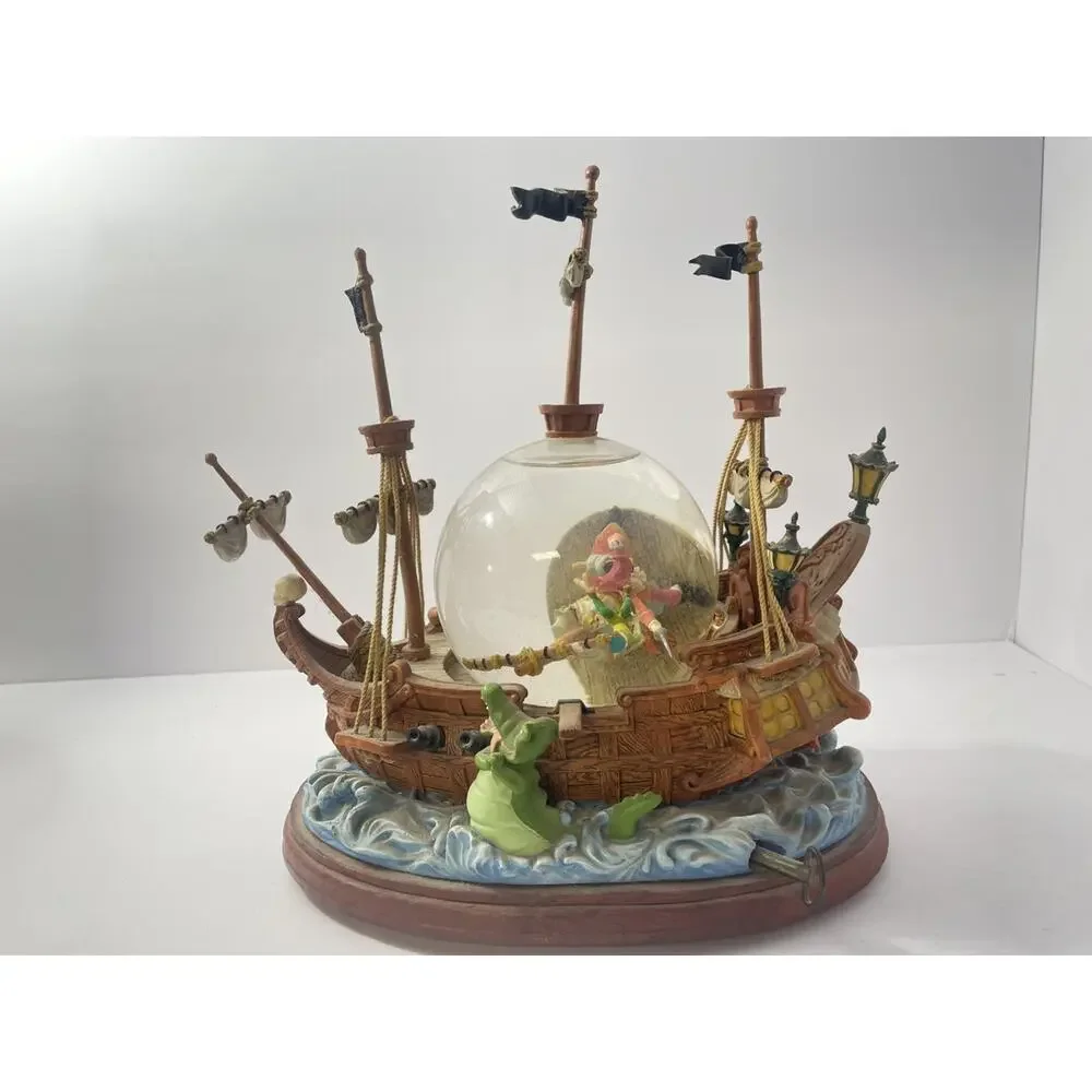 Disney Peter Pan Captain Hook Musical Snow Globe Ship “You Can Fly” – AS IS